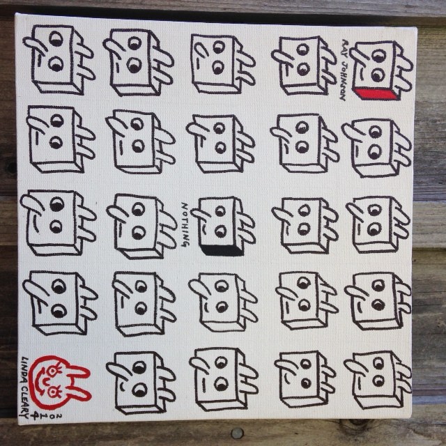 Not Nothing- Tribute to Ray Johnson Linda Cleary 2014 Pen & Ink / Acrylic on canvas