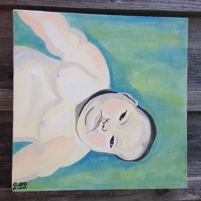 Fat Baby- Tribute to Marlene Dumas Linda Cleary 2014 Acrylic on canvas