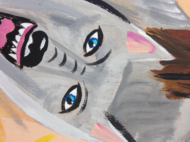 Close Up 2 Lupo Lupo- Tribute to Brad Greenwood Linda Cleary 2014 Acrylic/pencil on wood panel