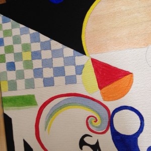 Getting the colors in…I was happy with the checkerboard pattern and colors at least.