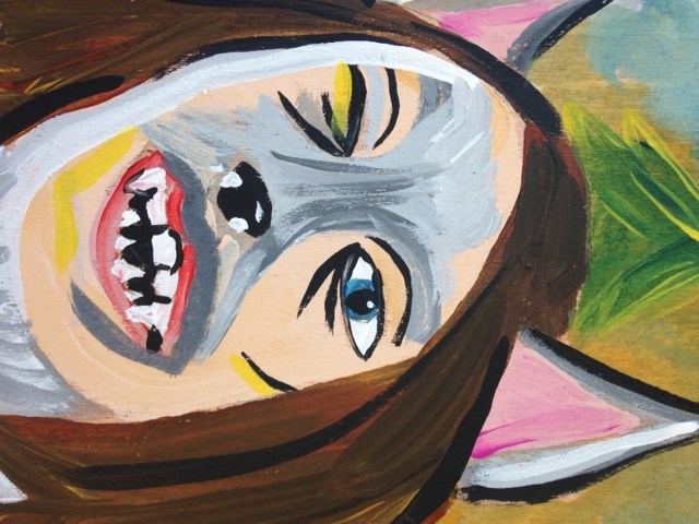 Close-Up 1 Lupo Lupo- Tribute to Brad Greenwood Linda Cleary 2014 Acrylic/pencil on wood panel