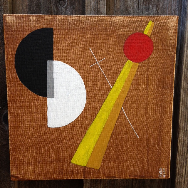 Szögek és körök- Tribute to László Moholy-Nagy Linda Cleary 2014 Acrylic on Canvas