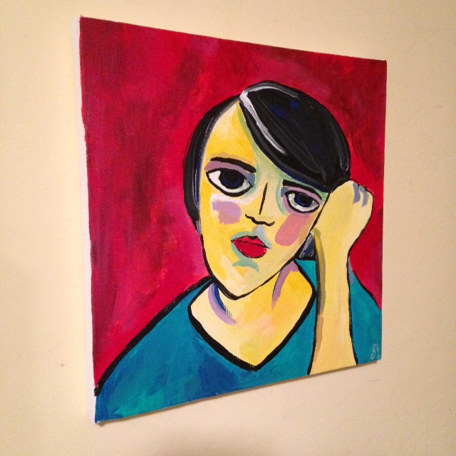 Side- View Self-Portrait- Tribute to Alexej von Jawlensky Linda Cleary 2014 Acrylic on Canvas