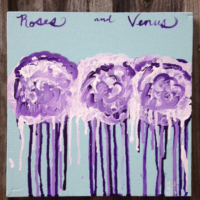 Roses and Venus- Tribute to Cy Twombly Linda Cleary 2014 Acrylic on Canvas
