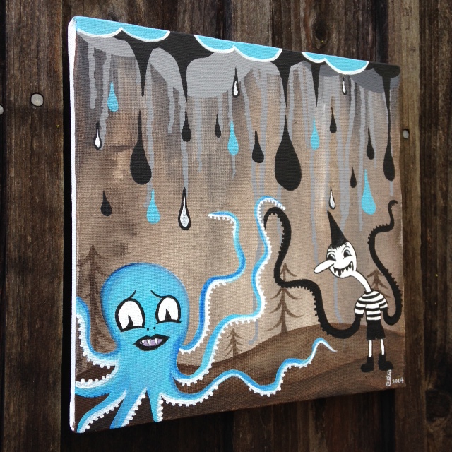 Side-View I've Been Asleep my Whole Life- Tribute to Camille Rose Garcia Linda Cleary 2014 Acrylic on Canvas