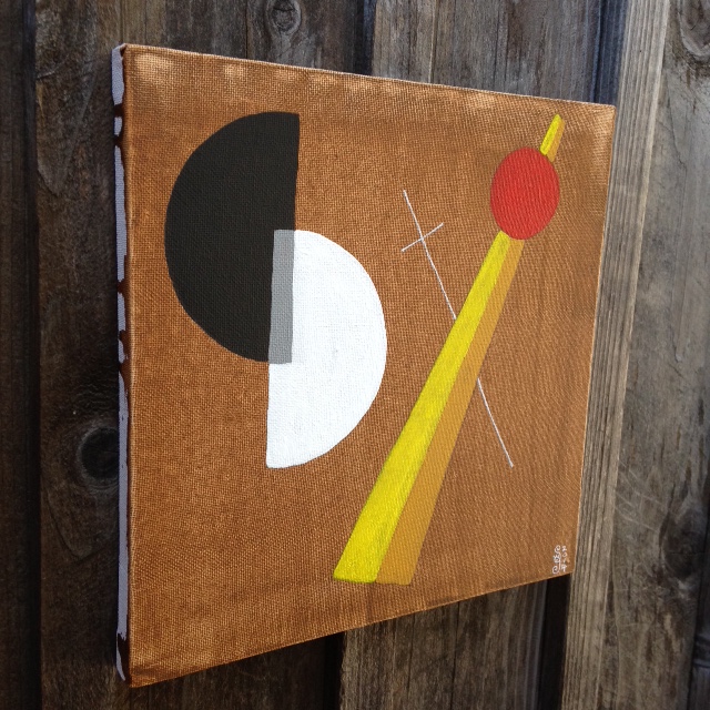 Side-View Szögek és körök- Tribute to László Moholy-Nagy Linda Cleary 2014 Acrylic on Canvas