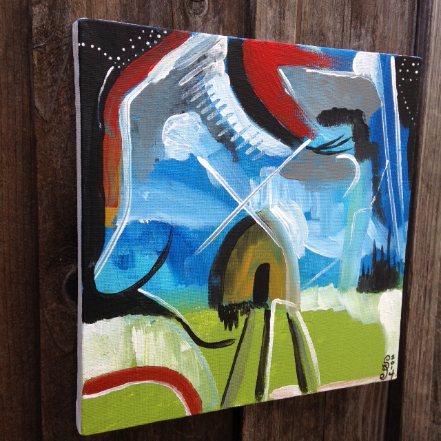 Side-View Windmill- Tribute to Peter Lanyon Linda Cleary- 2014 Acrylic on Canvas