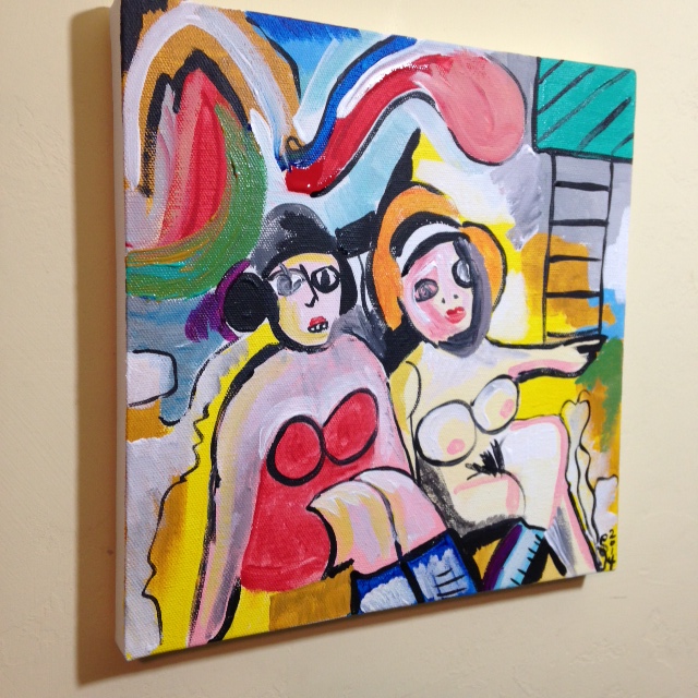 Side-View Two Women- Tribute to Willem De Kooning Linda Cleary 2014 Acrylic on Canvas