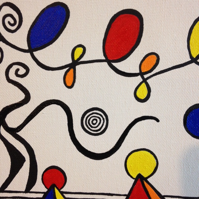 Close-Up 1 Magical Pyramids- Tribute to Alexander Calder Linda Cleary 2014 Acrylic on canvas