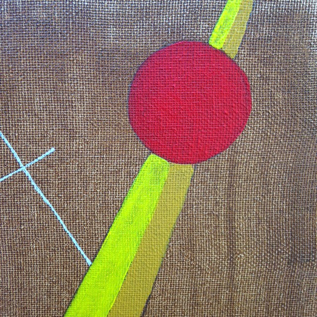 Close-Up 2 (This is the weird color one) Szögek és körök- Tribute to László Moholy-Nagy Linda Cleary 2014 Acrylic on Canvas