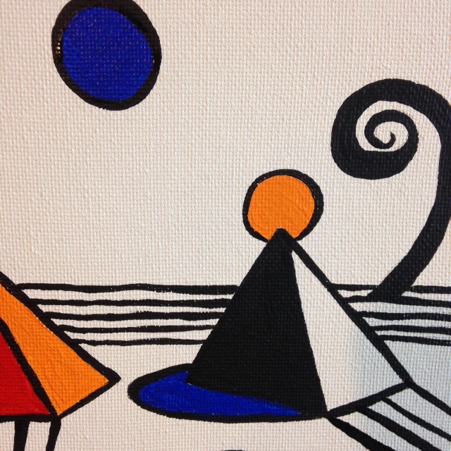 Close-Up 2 Magical Pyramids- Tribute to Alexander Calder Linda Cleary 2014 Acrylic on canvas