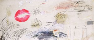 The infamous kiss on a Twombly piece!