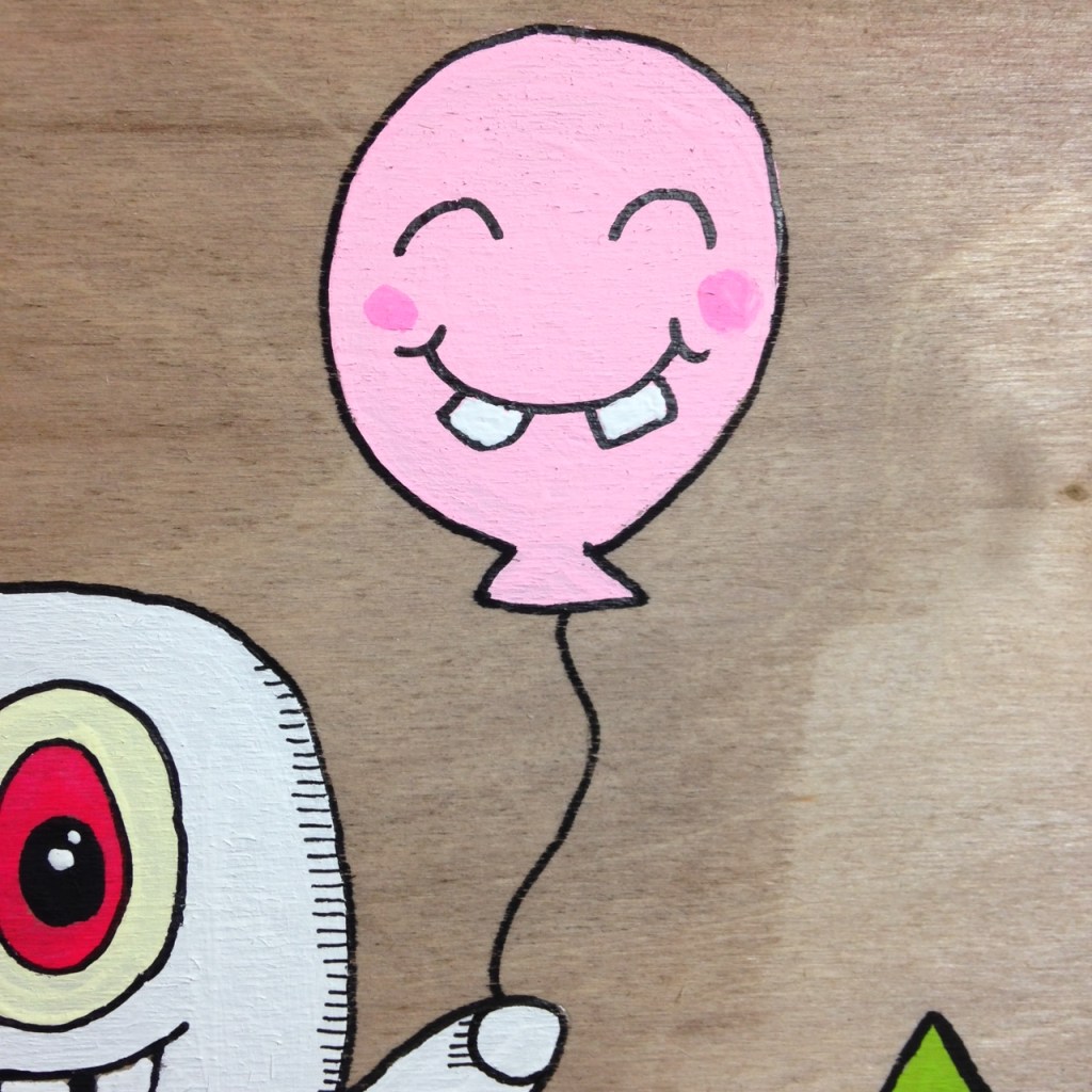 Close-Up 1 Ghost Dude- Tribute to Buff Monster Linda Cleary 2014 Acrylic on Wood Panel