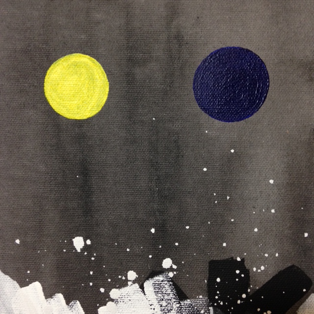 Close-Up 2 Primary Disks- Tribute to Adolph Gottlieb Linda Cleary 2014 Acrylic on Canvas