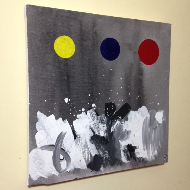 Side-View Primary Disks- Tribute to Adolph Gottlieb Linda Cleary 2014 Acrylic on Canvas