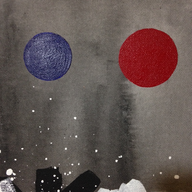 Close-Up 3 Primary Disks- Tribute to Adolph Gottlieb Linda Cleary 2014 Acrylic on Canvas