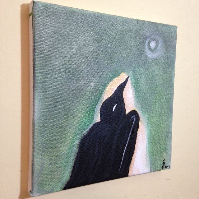 Side-View Moon Raven- Tribute to Morris Graves Linda Cleary 2014 Acrylic on Canvas