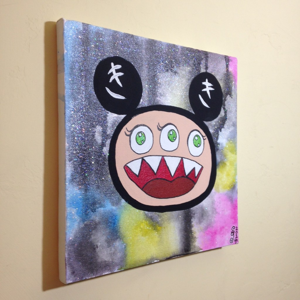 Side-View Glitter Time- Tribute to Takashi Murakami Linda Cleary 2014 Acrylic on Canvas