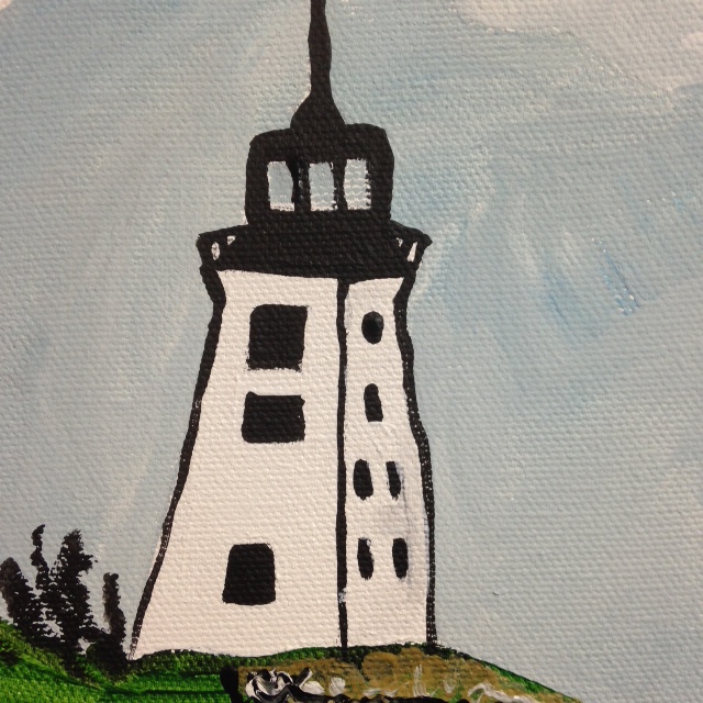 Close-Up 2 Sailing by the lighthouse- Tribute to Alfred Wallis Linda Cleary 2014 Acrylic on Canvas