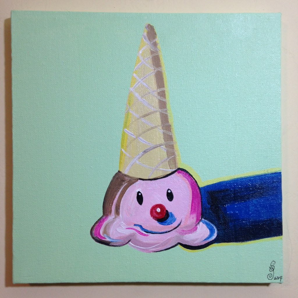 Clown Cone- Tribute to Wayne Thiebaud Linda Cleary 2014 Acrylic on Canvas
