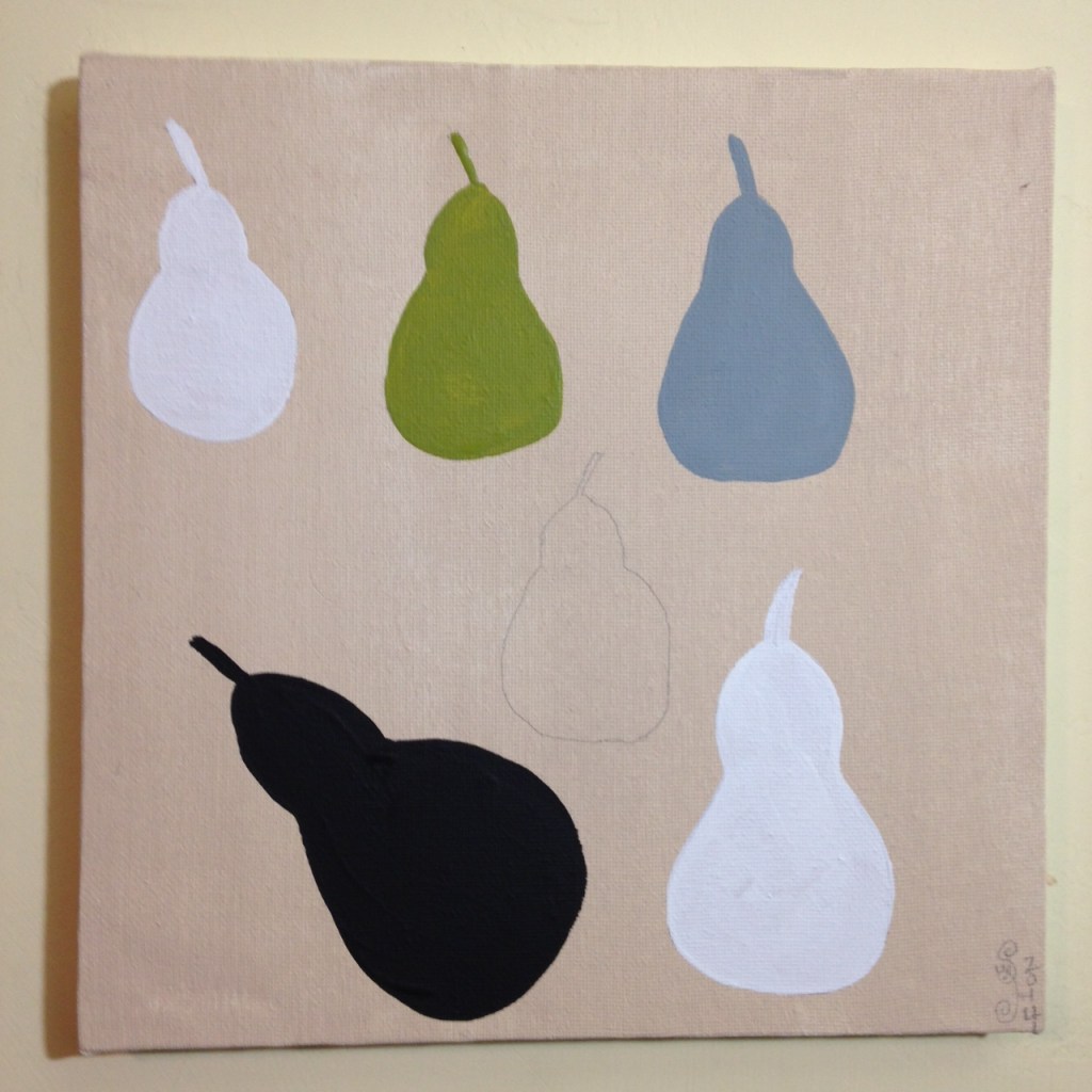 Pears with Green Note- Tribute to William Scott Linda Cleary 2014 Acrylic on Canvas