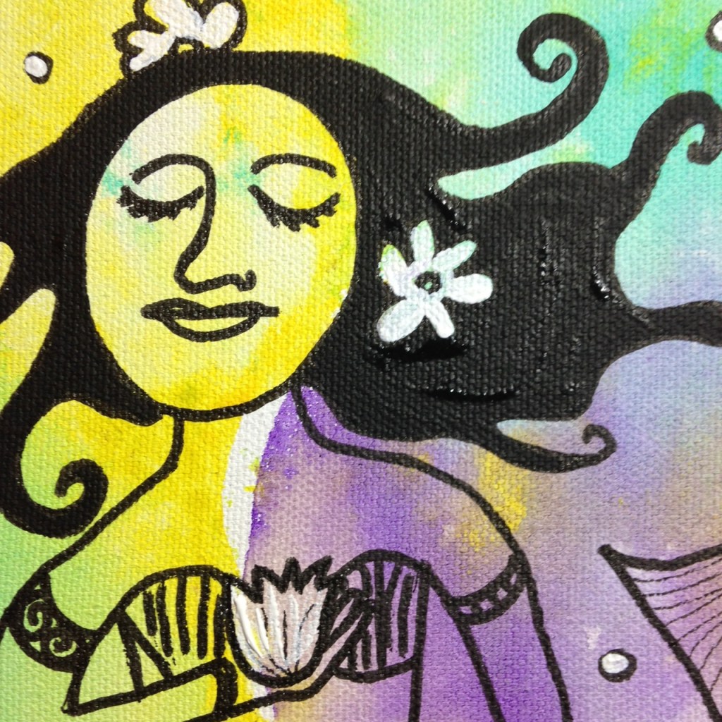 Close-Up 1 Sirena Luna Roja- Tribute to Clara Ledesma Linda Cleary 2014 Acrylic, Pen & Ink on Canvas