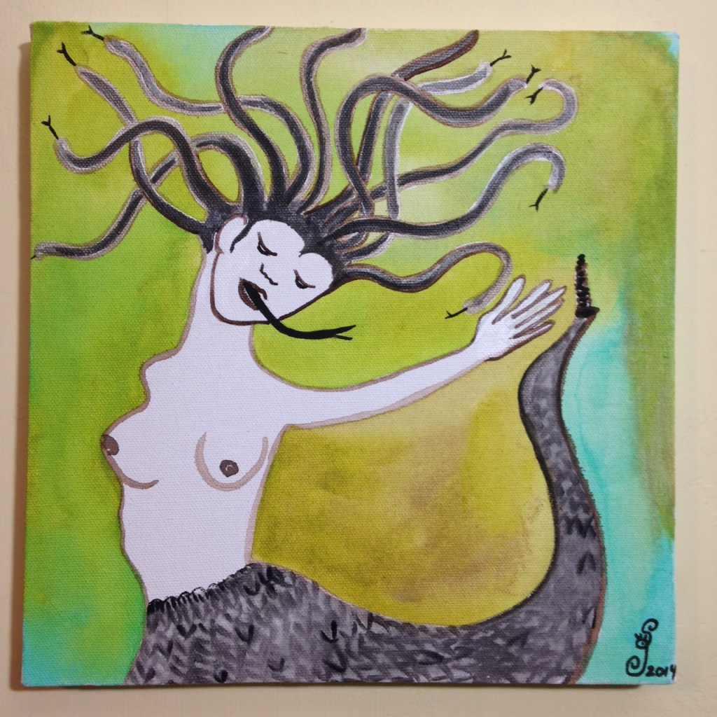 Medusa- Tribute to Leonor Fini Linda Cleary 2014 Acrylic on Canvas