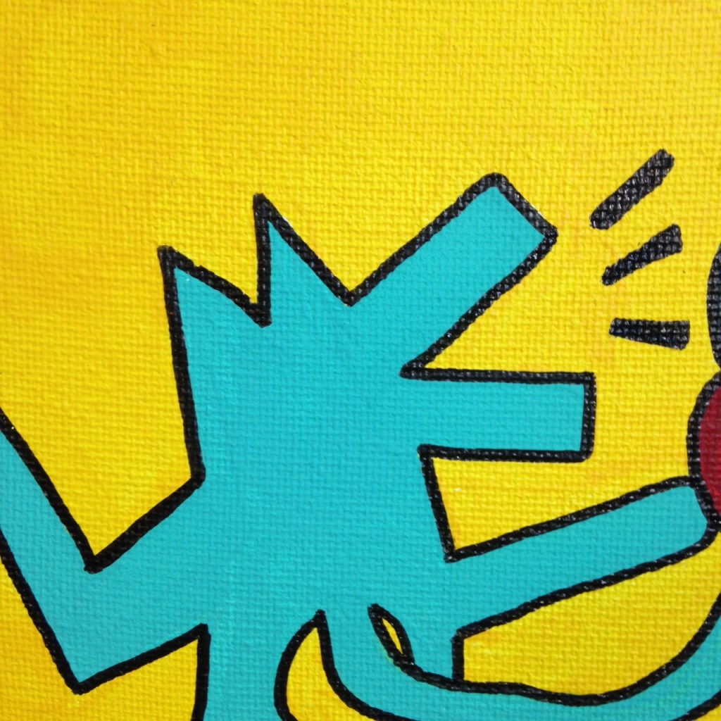 Close-Up 2 Love Hurts (Sometimes)- Tribute to Keith Haring Linda Cleary 2014 Acrylic on Canvas