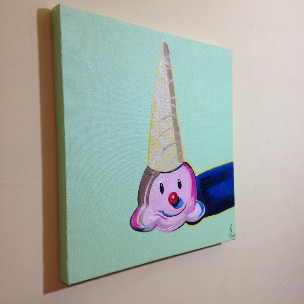 Side-View Clown Cone- Tribute to Wayne Thiebaud Linda Cleary 2014 Acrylic on Canvas