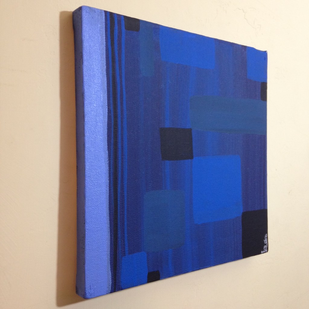 Side-View Blue Painting- Tribute to Ad Reinhardt Linda Cleary 2014 Acrylic on Canvas