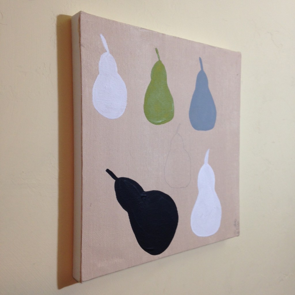 Side-View Pears with Green Note- Tribute to William Scott Linda Cleary 2014 Acrylic on Canvas