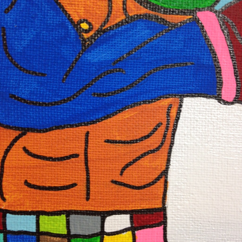 Close-Up 3 Round 8 Knockout- Tribute to Tomoyuki Shinki Linda Cleary 2014 Acrylic, Pen & Ink on Canvas