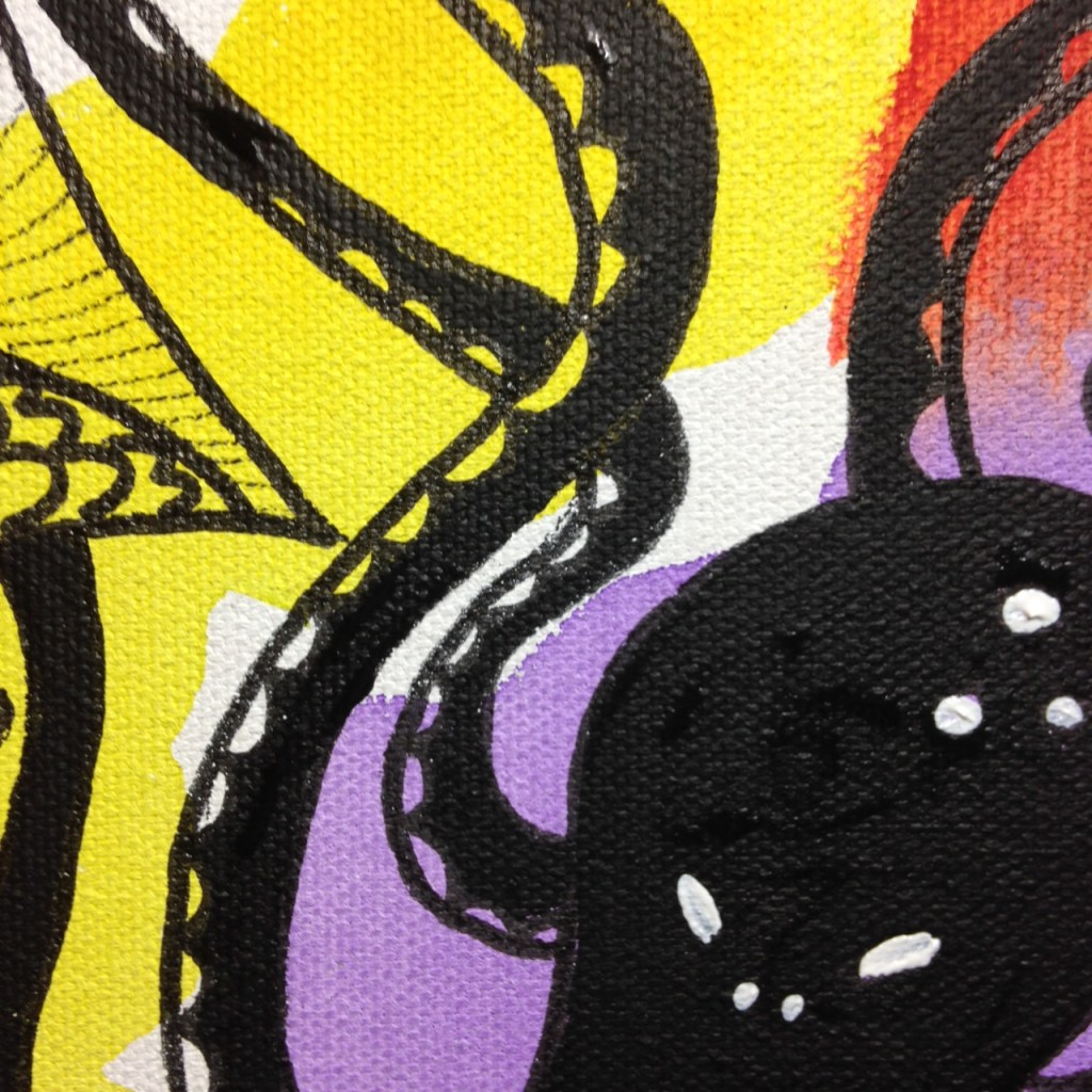 Close-Up 2 Sirena Luna Roja- Tribute to Clara Ledesma Linda Cleary 2014 Acrylic, Pen & Ink on Canvas