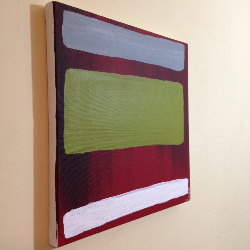 Side-View Red, black, gray, olive and white- Tribute to Mark Rothko Linda Cleary 2014 Acrylic on Canvas
