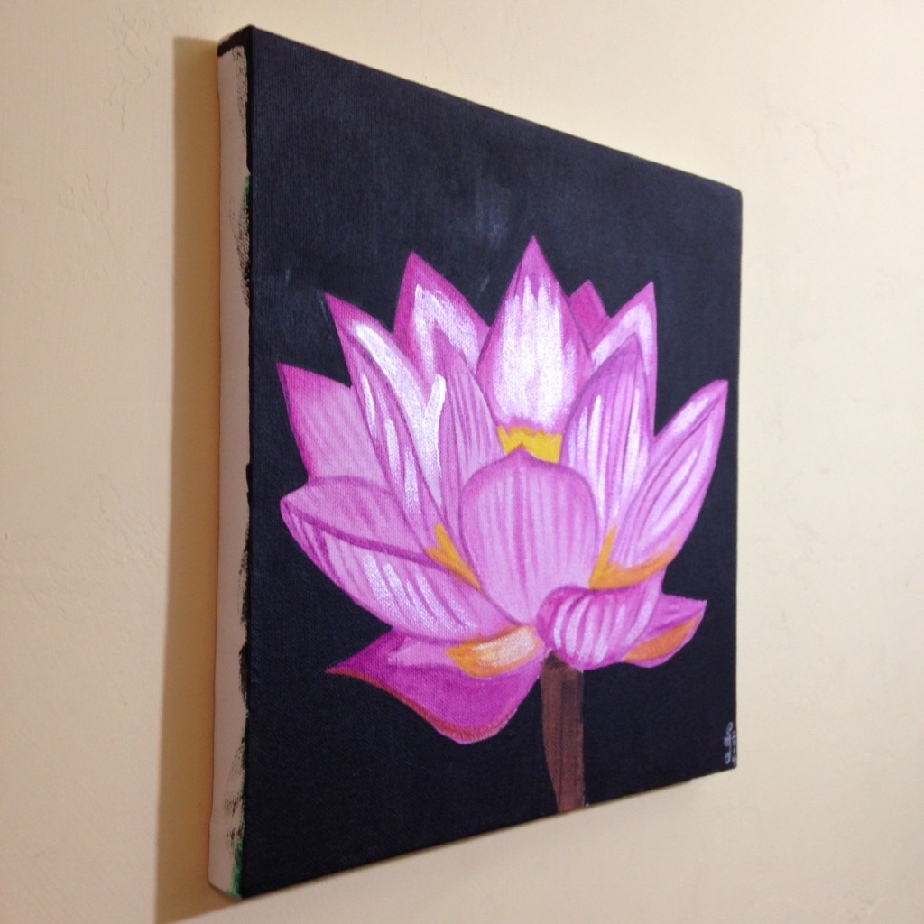 Side-View Pink Lotus- Tribute to Georgia O'Keeffe Linda Cleary 2014 Acrylic on Canvas