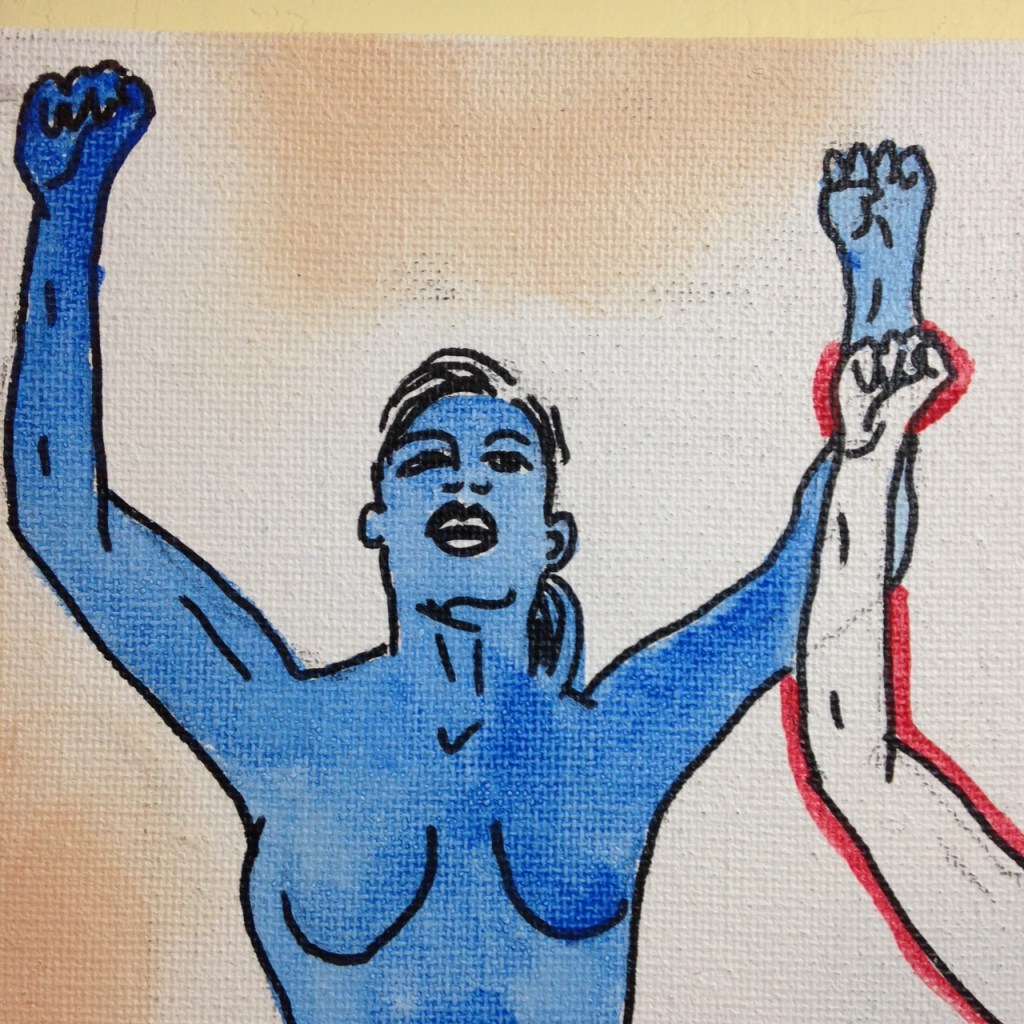 Close-Up 4 We Are Pro-Choice- Tribute to Nancy Spero Linda Cleary 2014 Pen, Ink, Acrylic on Canvas
