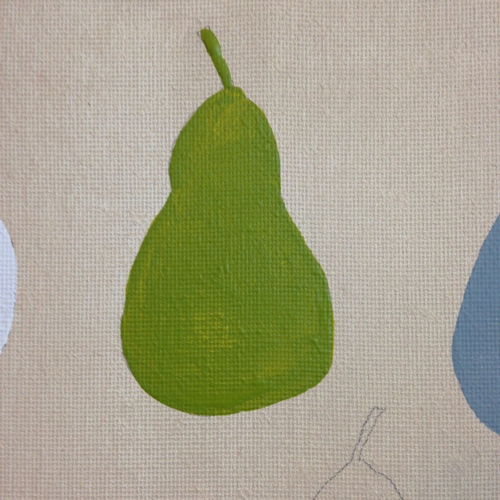 Close-Up 1 Pears with Green Note- Tribute to William Scott Linda Cleary 2014 Acrylic on Canvas