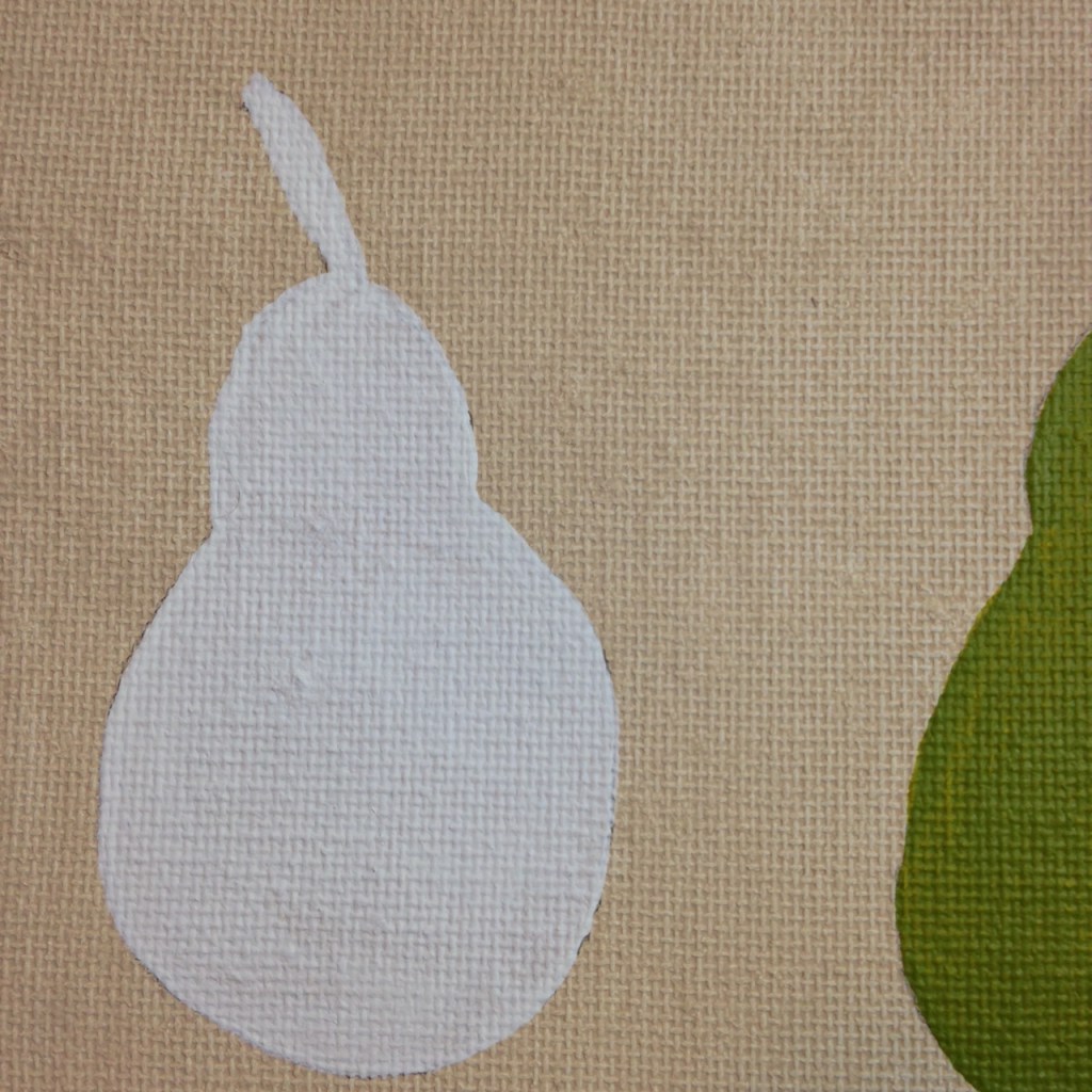 Close-Up 4 Pears with Green Note- Tribute to William Scott Linda Cleary 2014 Acrylic on Canvas