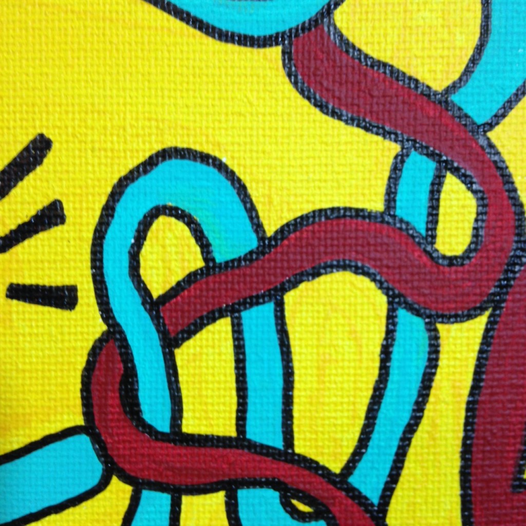 Close-Up 4 Love Hurts (Sometimes)- Tribute to Keith Haring Linda Cleary 2014 Acrylic on Canvas