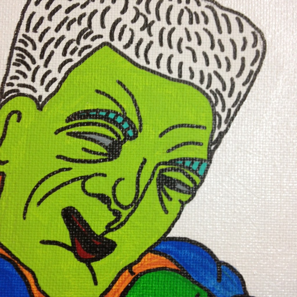 Close-Up 1 Round 8 Knockout- Tribute to Tomoyuki Shinki Linda Cleary 2014 Acrylic, Pen & Ink on Canvas