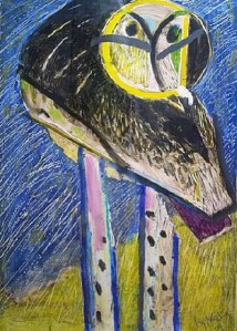 Owl with Purple Legs- Irving Kriesberg