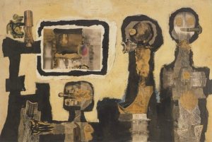 John McHale, First Contact, collage on canvas, 1958. Albright-Knox Art Gallery, Buffalo