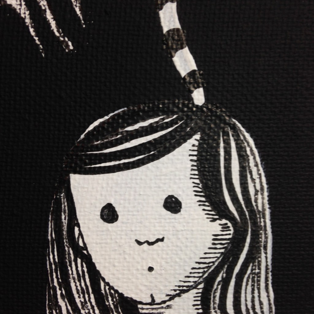 Close-Up 3 Linda Imagined Things…-Tribute to Edward Gorey Linda Cleary 2014 Acrylic/Pen&Ink on Canvas