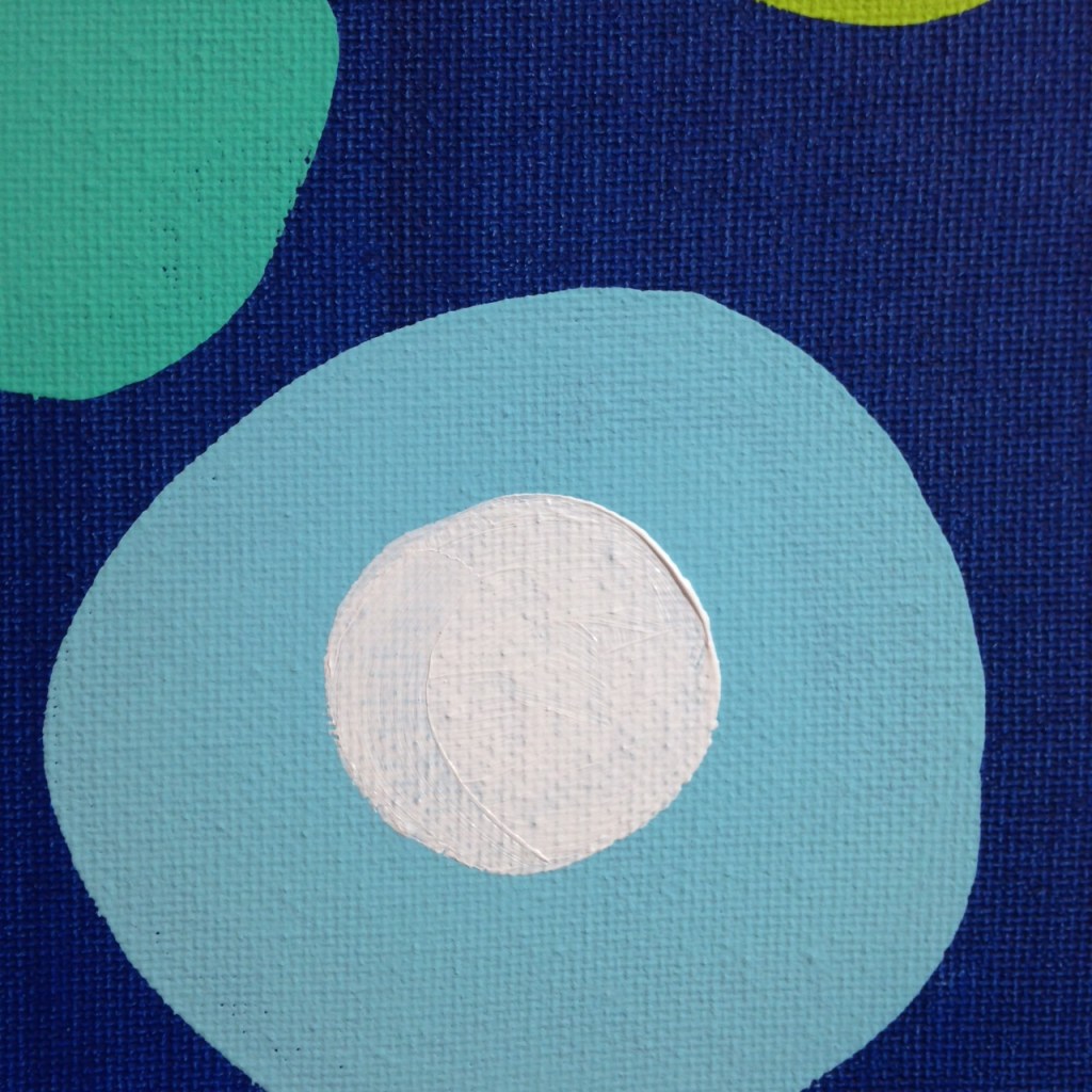 Close-Up 1 Different Blues, Lime, Orange, Black and White- Tribute to Patrick Heron Linda Cleary 2014 Acrylic on Canvas