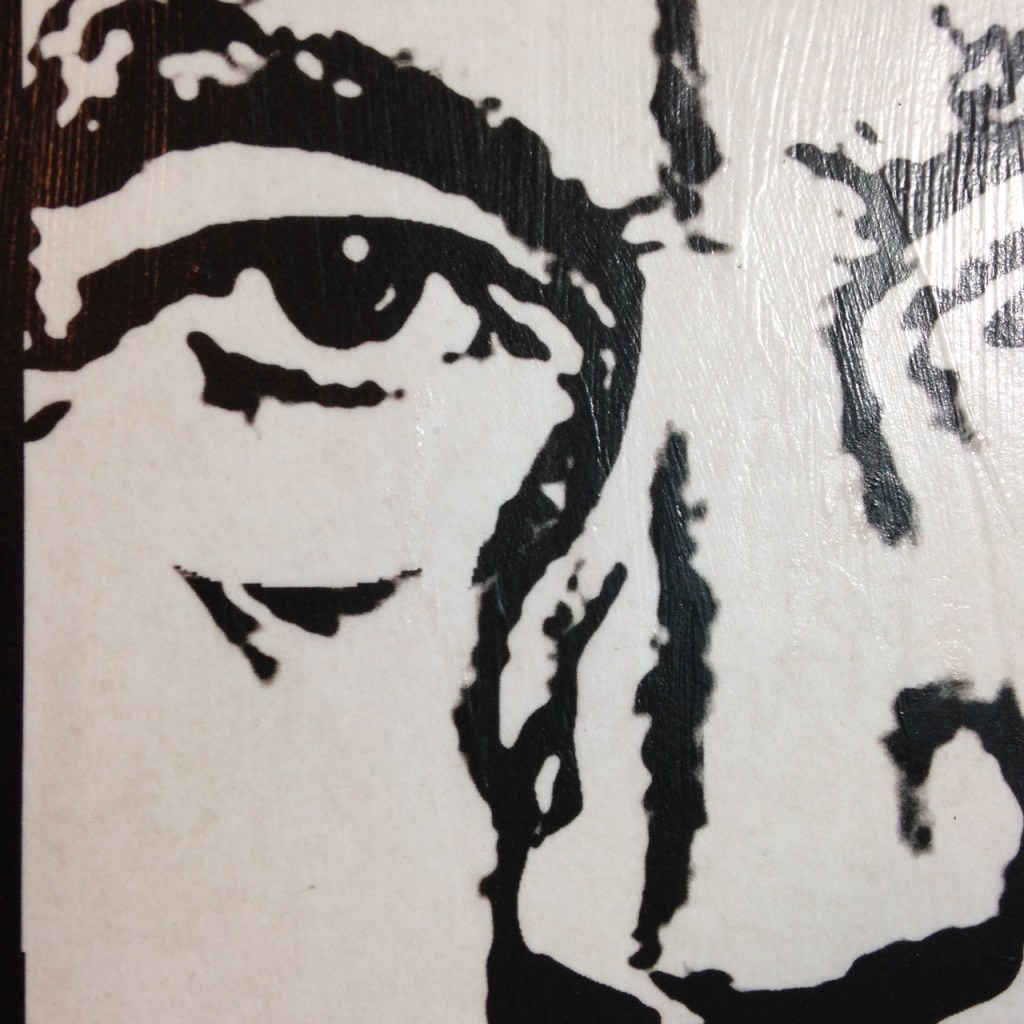 Close-Up 2 ENGAGE- Tribute to Shepard Fairey Linda Cleary 2014 Mixed Media/Acrylic on Wood Panel 