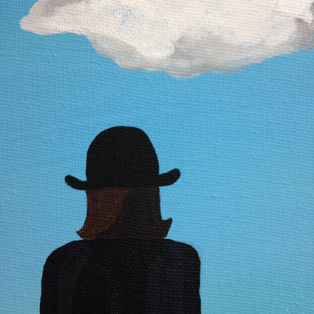 Close-Up 2 The Elusive Mystery- Tribute to Rene Magritte Linda Cleary 2014 Acrylic on Canvas
