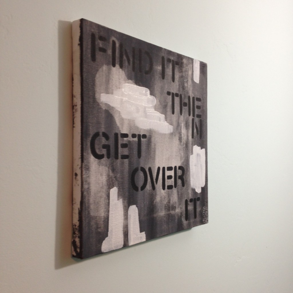 Side-View Find It Then Get Over It- Tribute to Christopher Wool Linda Cleary 2014 Acrylic on Canvas