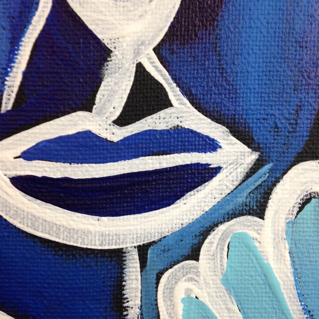 Close-Up 1 Visage et Oiseaux- Tribute to Gerard Sendrey Linda Cleary 2014 Acrylic on Canvas