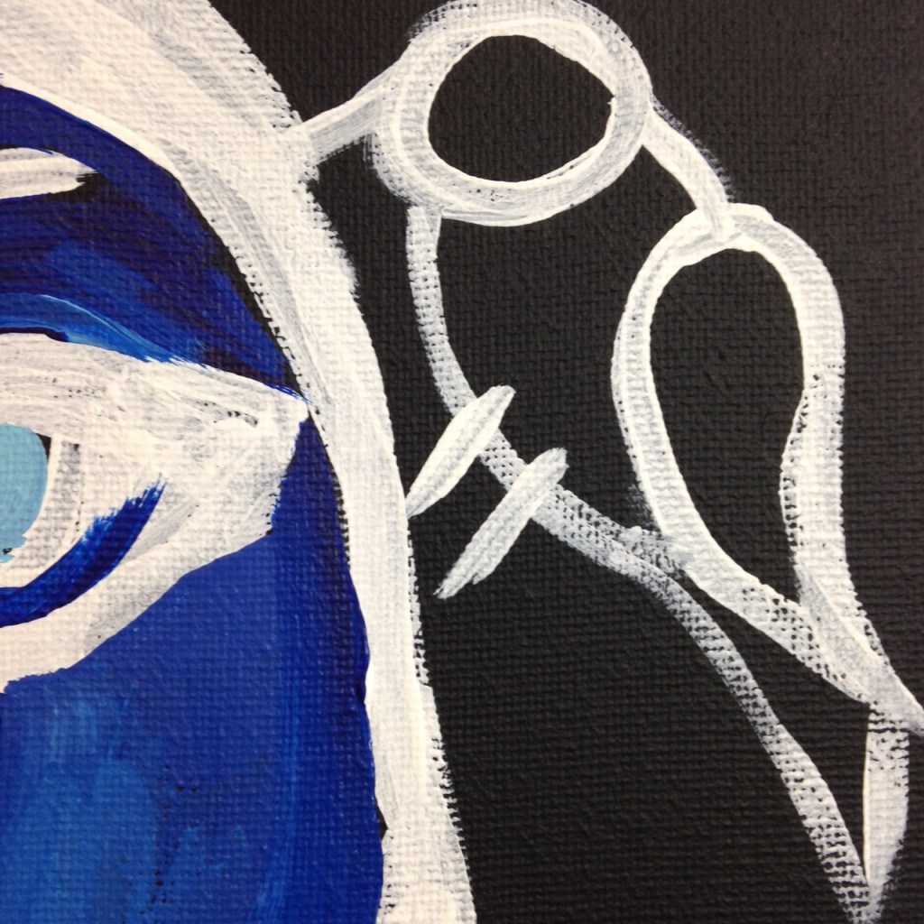 Close-Up 2 Visage et Oiseaux- Tribute to Gerard Sendrey Linda Cleary 2014 Acrylic on Canvas