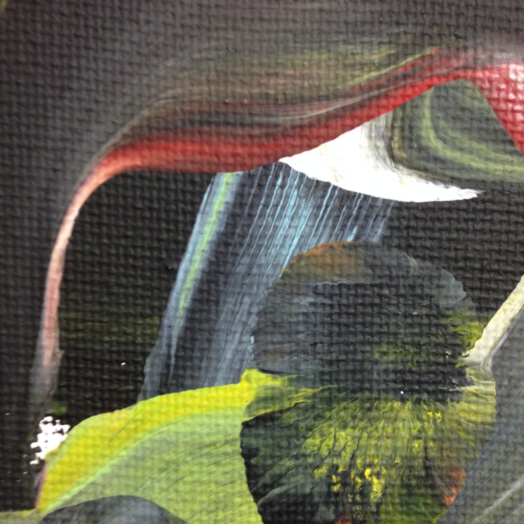 Close-Up 3 Akai Hi- Tribute to Kazuo Shiraga Linda Cleary 2014 Acrylic on Canvas (painted with feet)